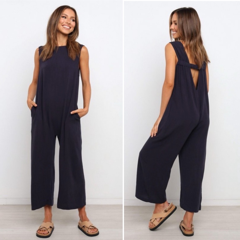 Petal & Pup Navy Sleeveless Wide-Leg Jumpsuit